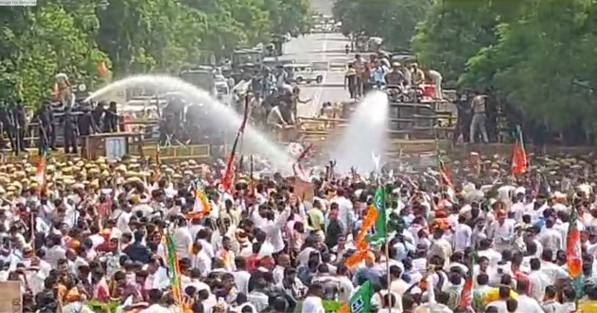 Rajasthan: Police deploy water canons as BJP stages protest against Gehlot govt over corruption, atrocities against women